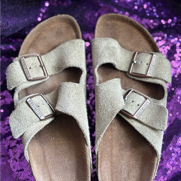 Birkenstock Taupe Suede Buckle Sandals, Size 38 - Picture 6 of 6